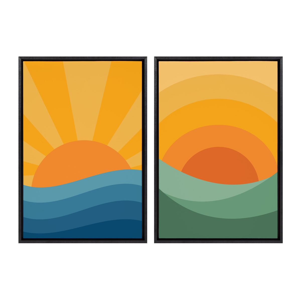 Sylvie Sunshine 1 and 2 Framed Canvas Art Set of 2 by Carrie Cantwell