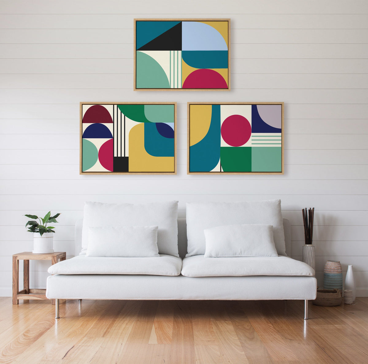 Sylvie MCM Pattern 07 08 and 09 Framed Canvas Set of 3 by Rachel Lee of My Dream Wall