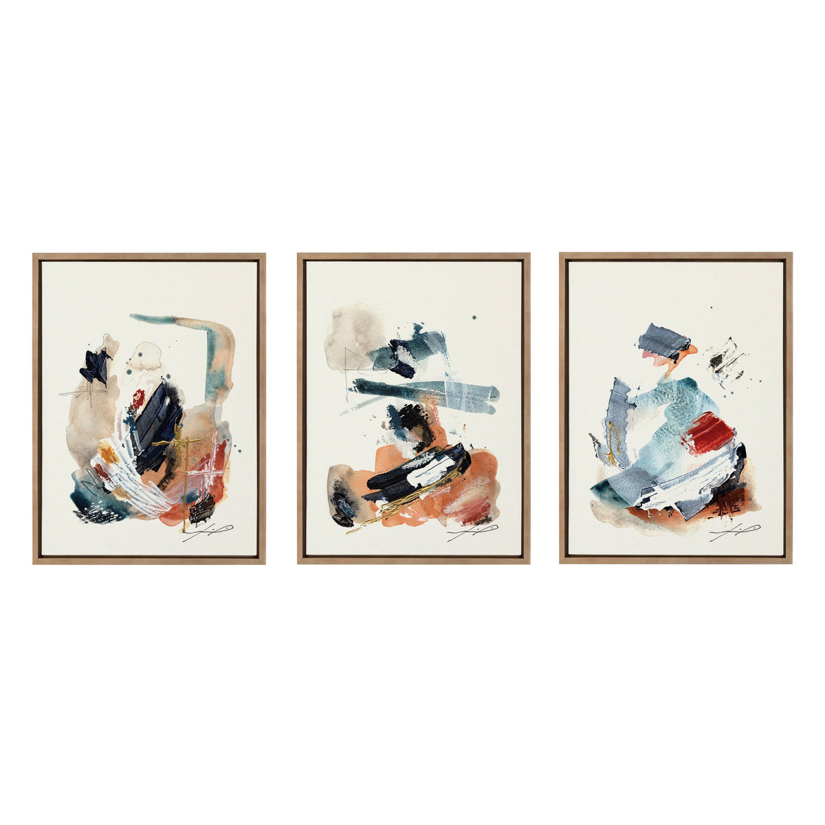 Sylvie By The Fireplace Series Framed Canvas Art Set of 3 by Xizhou Xie