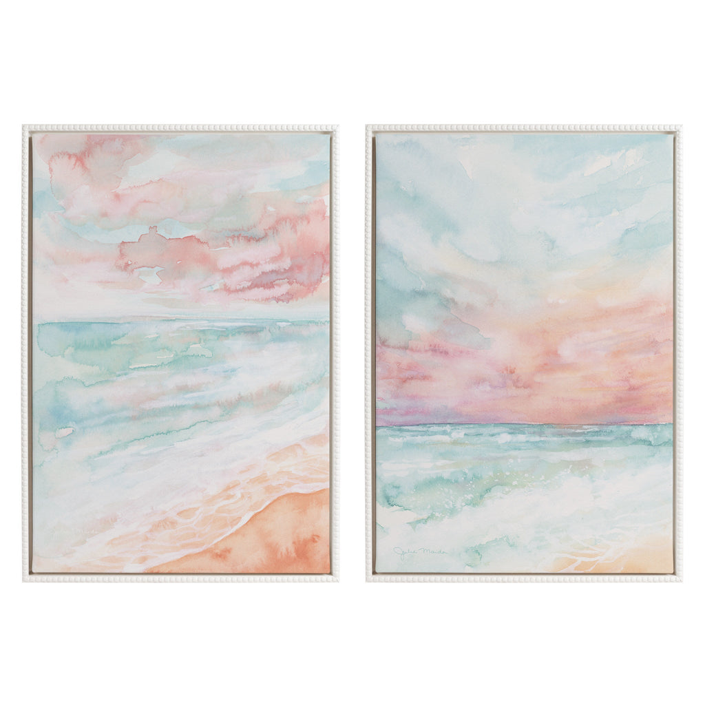 Sylvie Beaded All is Calm and Sky and Sea Framed Canvas Art Set of 2 by Julie Maida