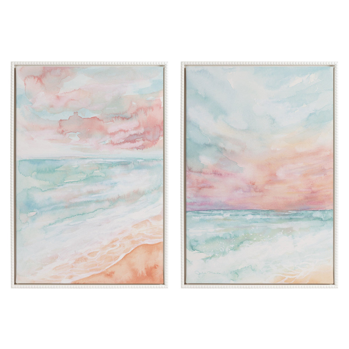Sylvie Beaded All is Calm and Sky and Sea Framed Canvas Art Set of 2 by Julie Maida