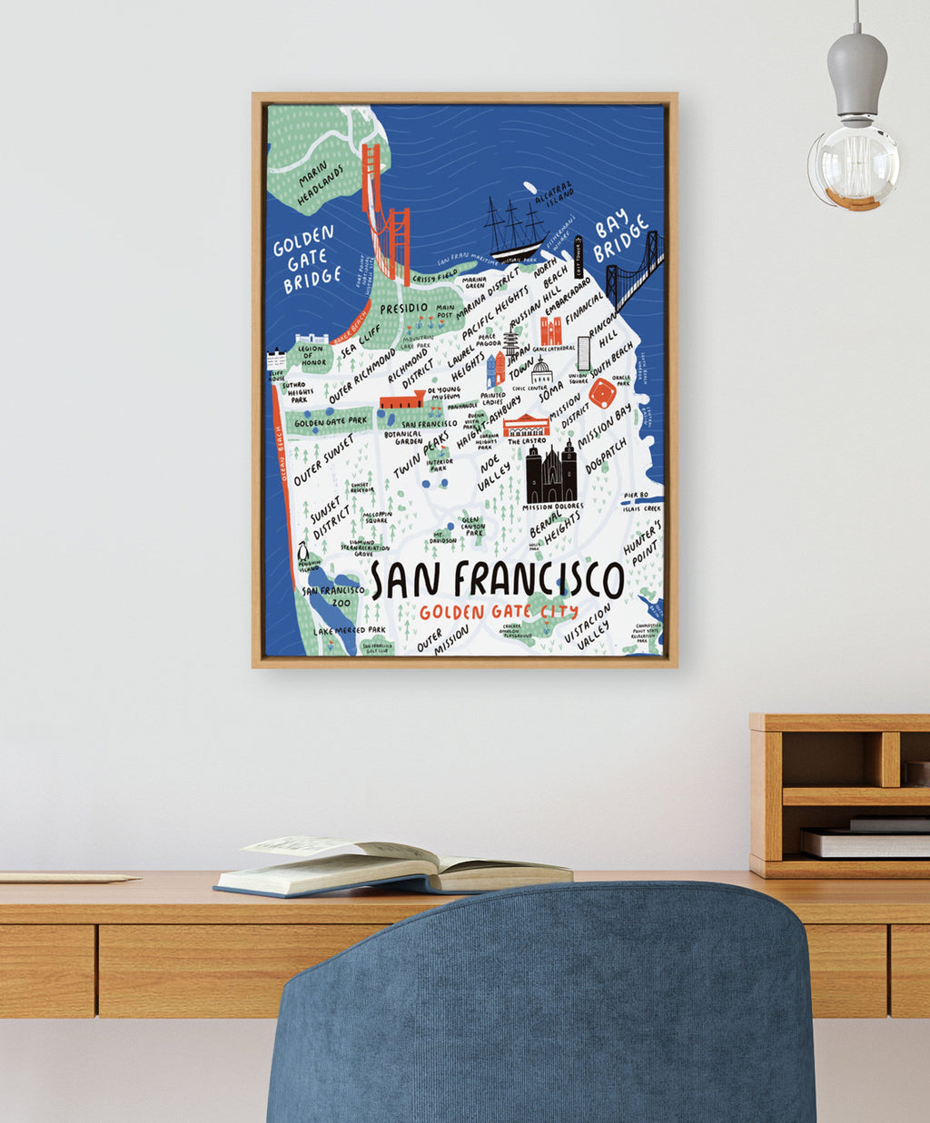 Sylvie San Francisco Illustration Framed Canvas by Stacie Bloomfield