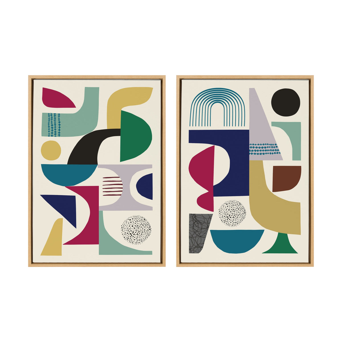 Sylvie MCM Pattern 01 and 04 Framed Canvas Set of 2 by Rachel Lee of My Dream Wall