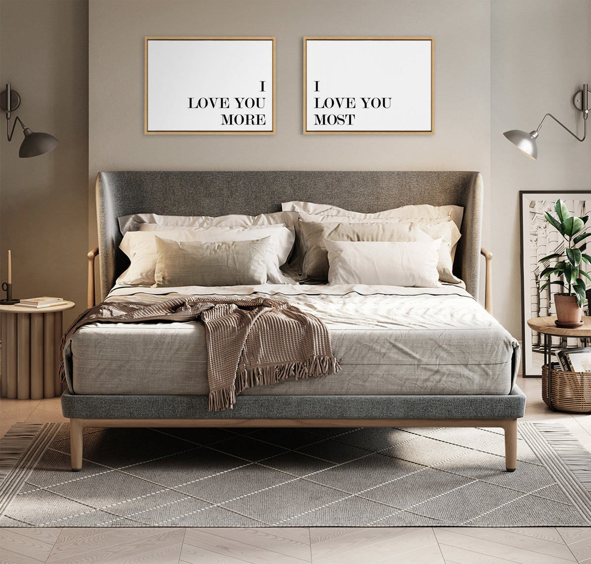 Sylvie I Love You More and I Love You Most Framed Canvas Art Set of 2 by Maggie Price of Hunt and Gather Goods