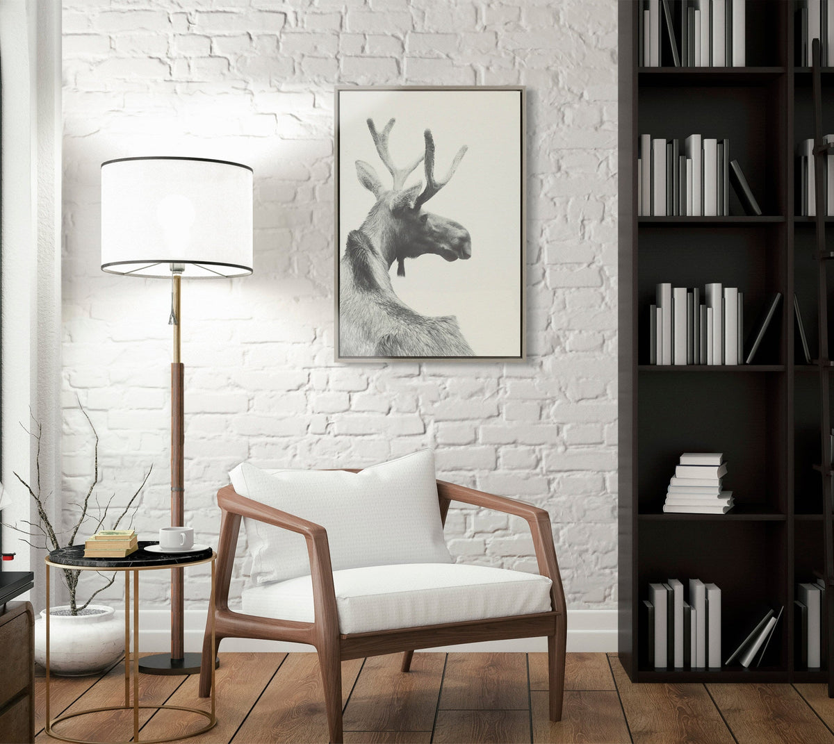 Sylvie Moose BW Framed Canvas by Emiko and Mark Franzen of F2Images