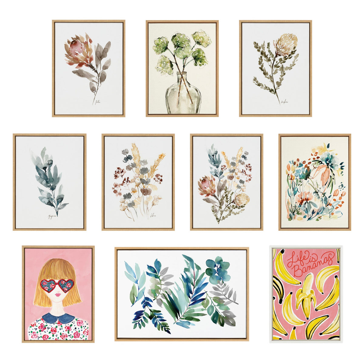 Sylvie Peach Roses and Floral Bouquet Muted Framed Canvas Art Set of 2 by Sara Berrenson