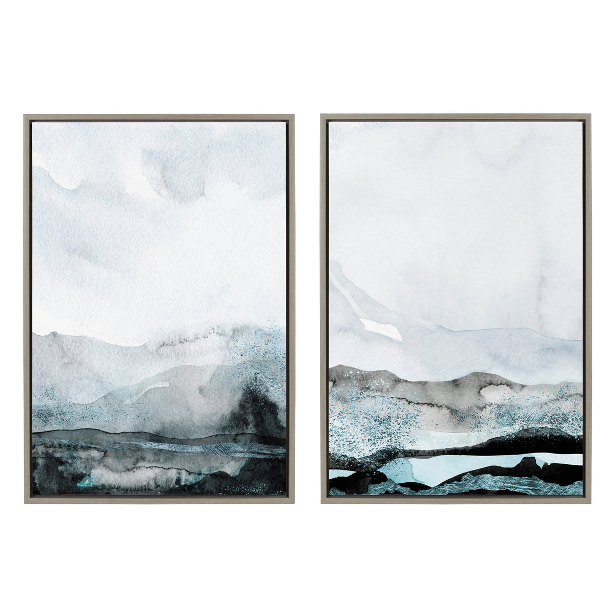 Sylvie Blue Layers Framed Canvas Set of 2 by Maja Mitrovic of Makes My Day Happy