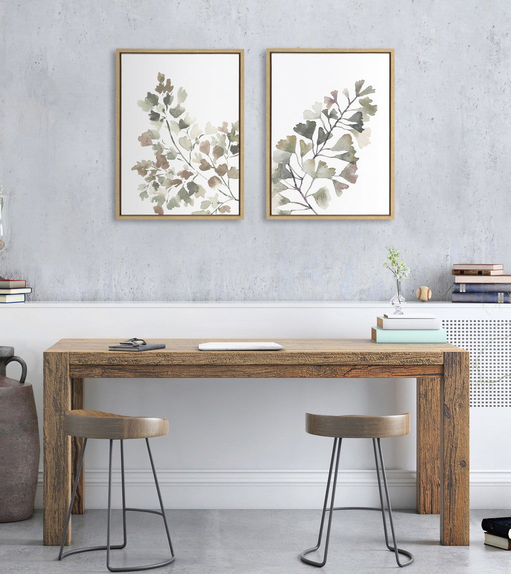 Sylvie Botanical Soft Splitfern and Botanical Soft Maiden Framed Canvas Set of 2 by Sara Berrenson
