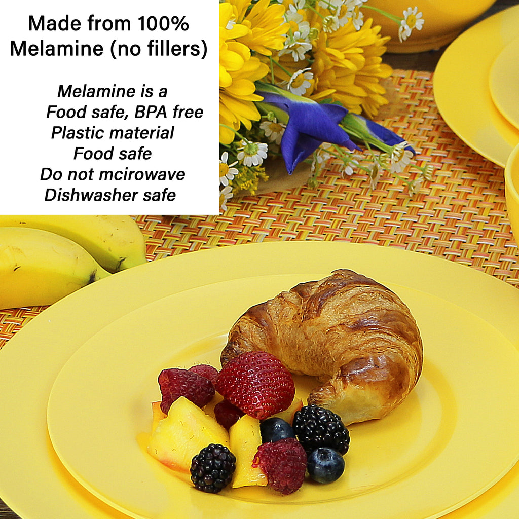 12-Piece Melamine Dinnerware Set for 4, Lemon