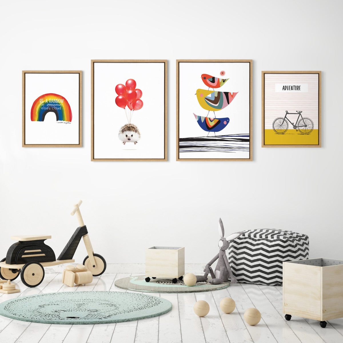 Sylvie Whimsy Modern Framed Canvas Set of 4