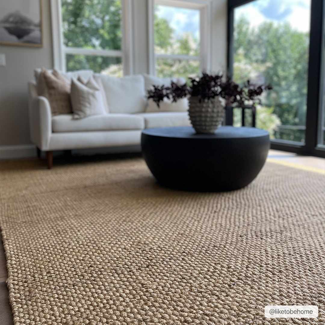 Hovland Hand Woven Natural Jute Rag Rug