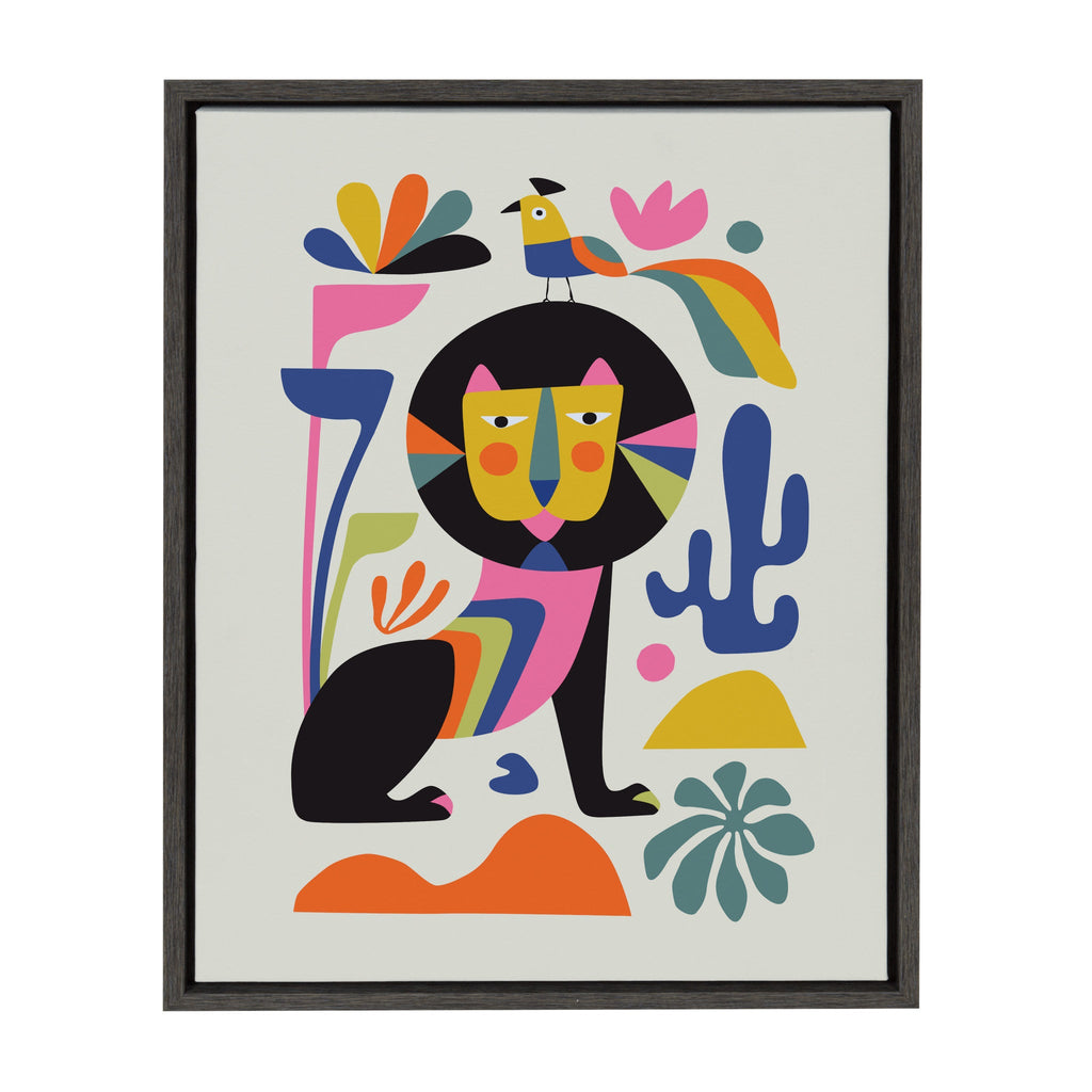 Sylvie Black Lion Framed Canvas By Rachel Lee of My Dream Wall