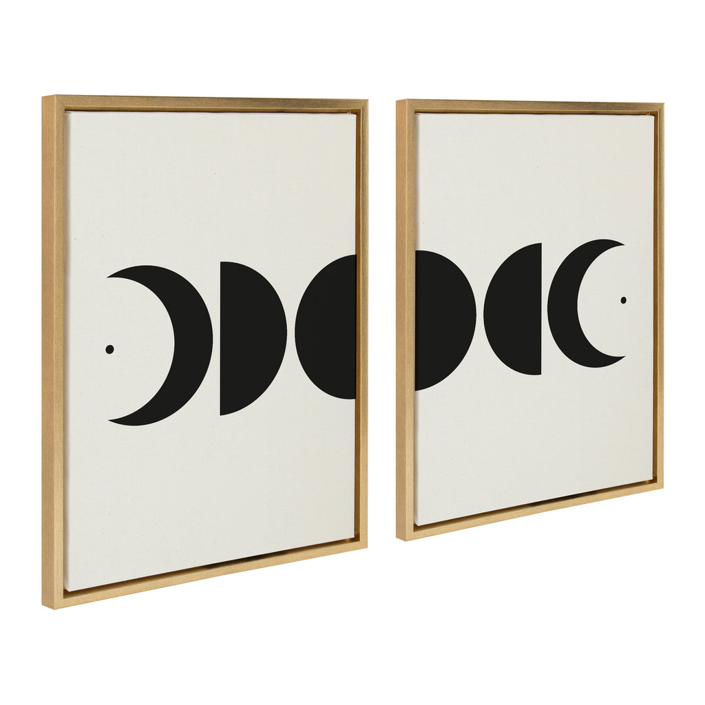 Sylvie Modern Geometric Moon Phases Framed Canvas Set of 2 by The Creative Bunch Studio