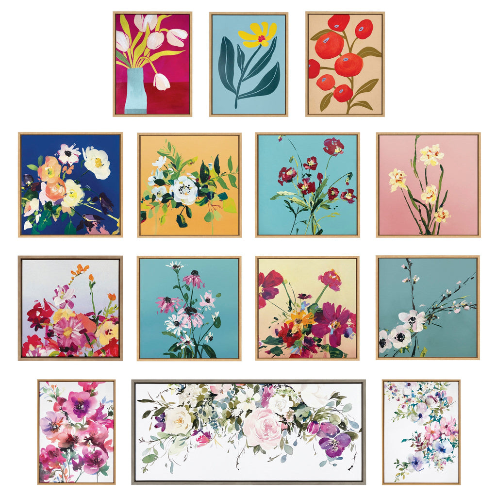Sylvie Ink Wash Floral Left and Right Framed Canvas Set of 2 by Emma Daisy