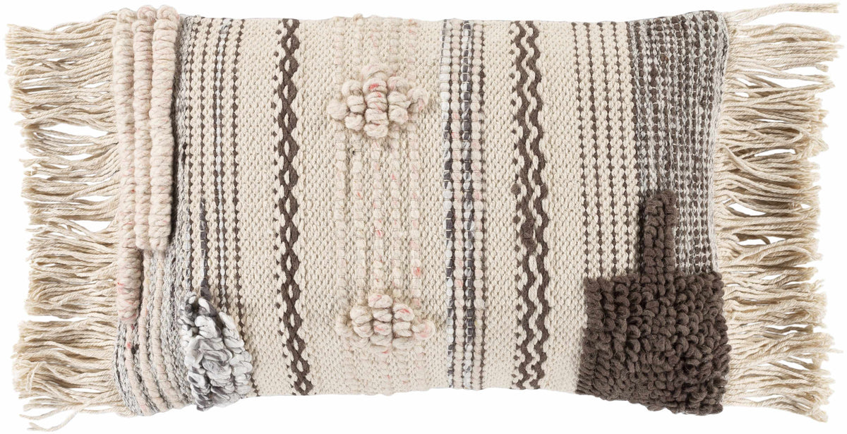 Lenorah Pink&White Textured Pillow Cover with Optional Insert