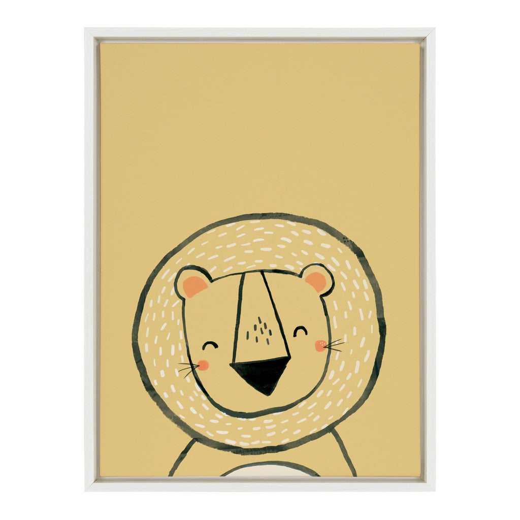 Sylvie Inky Lion Framed Canvas by Lauradidthis