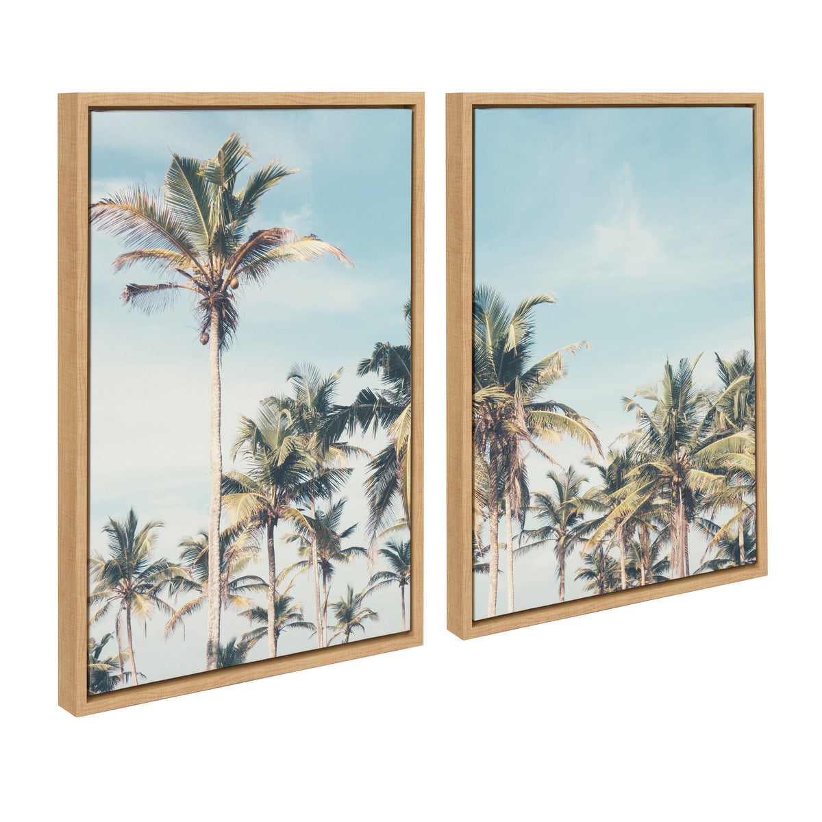 Sylvie Coastal Coconut Palm Tree Beach Framed Canvas Set of 2 by The Creative Bunch Studio