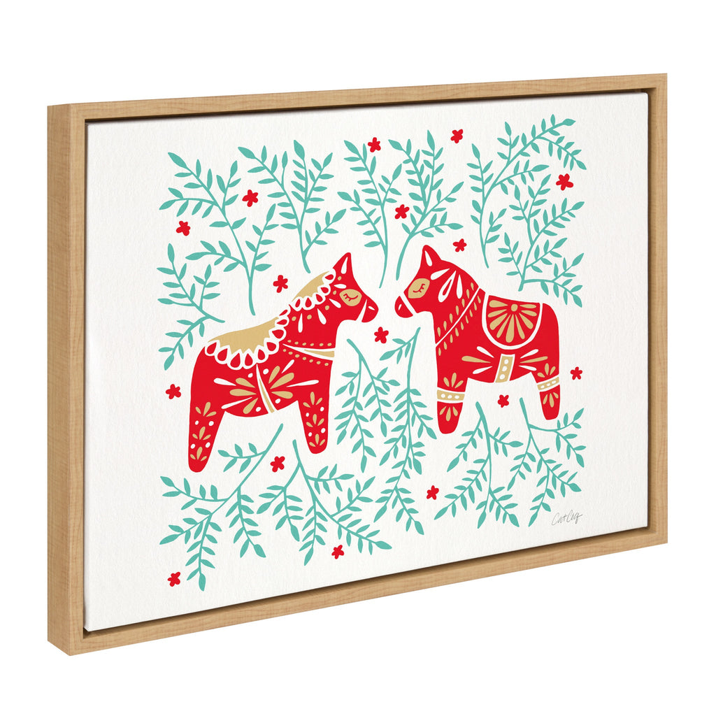 Sylvie Swedish Dala Horses Framed Canvas by Cat Coquillette