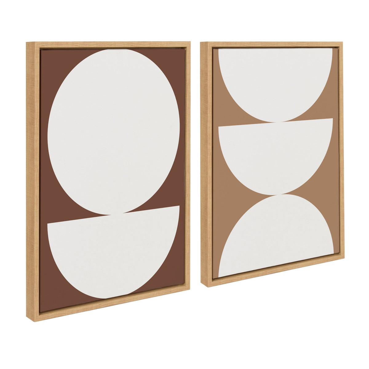 Sylvie Earthy Boho Geometric 1 Brown and Earthy Boho Geometric 2 Terra Cotta Framed Canvas Set of 2 by The Creative Bunch Studio