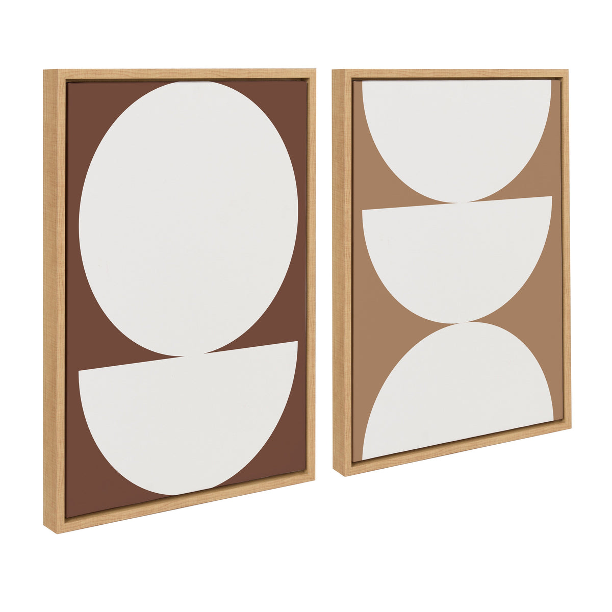 Sylvie Earthy Boho Geometric 1 Brown and Earthy Boho Geometric 2 Terra Cotta Framed Canvas Set of 2 by The Creative Bunch Studio