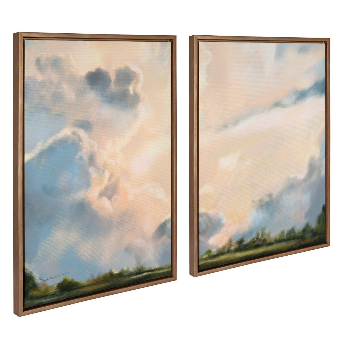 Sylvie Clouds Framed Canvas Set of 2 by Mary Sparrow