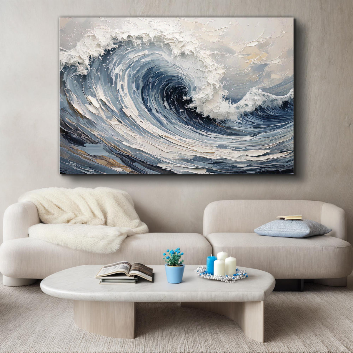 Modern Ocean Wave Canvas Wall Art