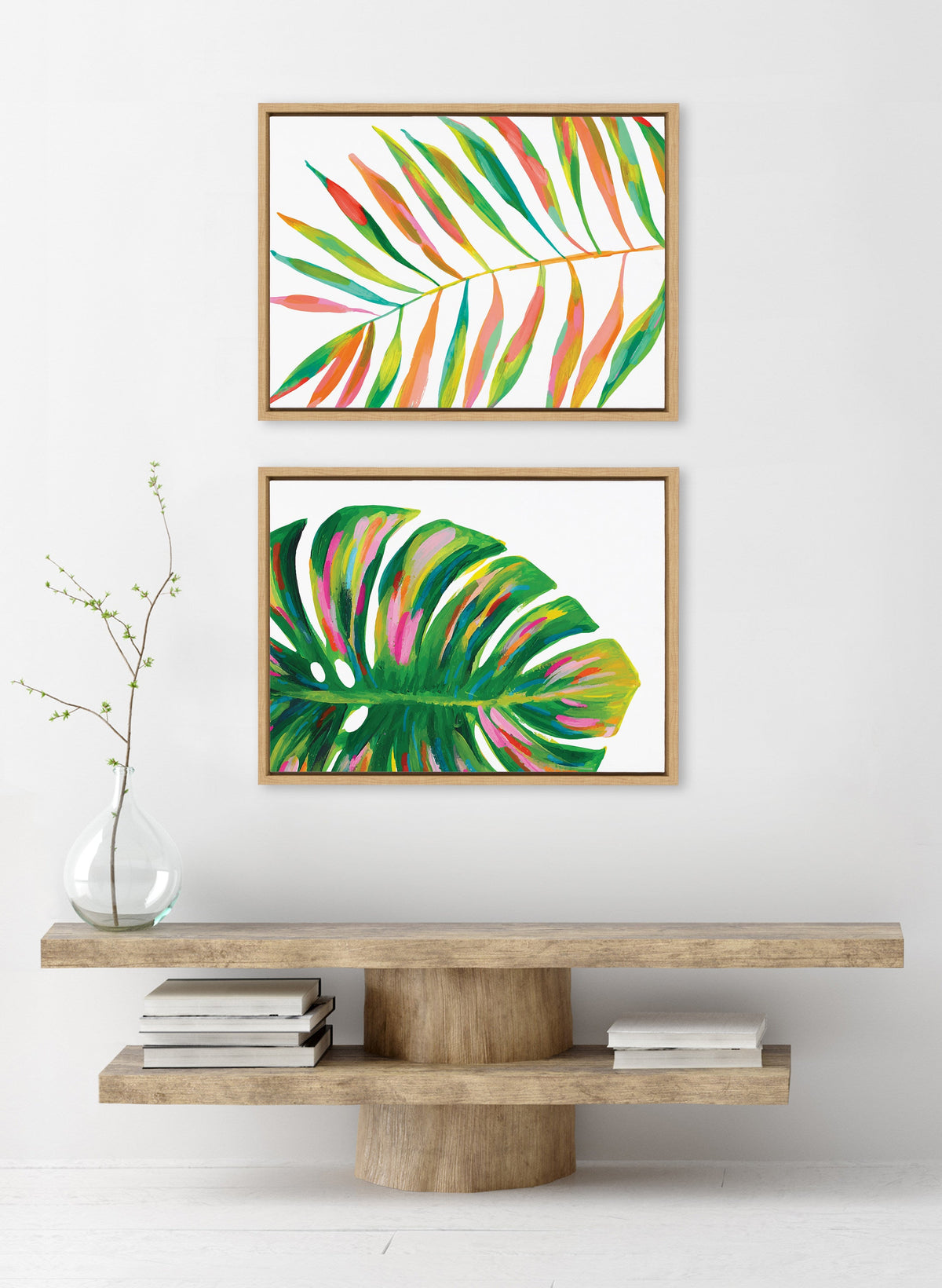 Sylvie EV Monstera and EV Palma No 2 Framed Canvas Art Set of 2 by Jessi Raulet of Ettavee