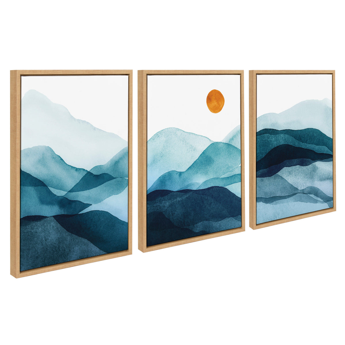 Sylvie Blue Mountain Range Framed Canvas Set of 3 by Amy Lighthall