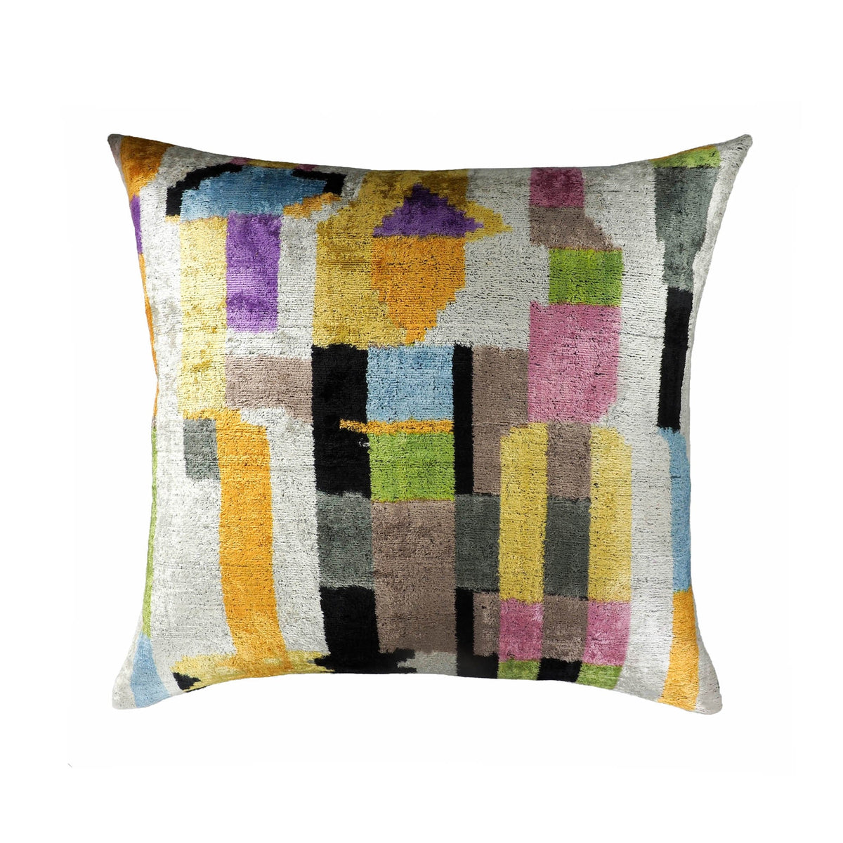 Marco Silk Velvet Ikat Throw Pillow Cover, 24 x 24