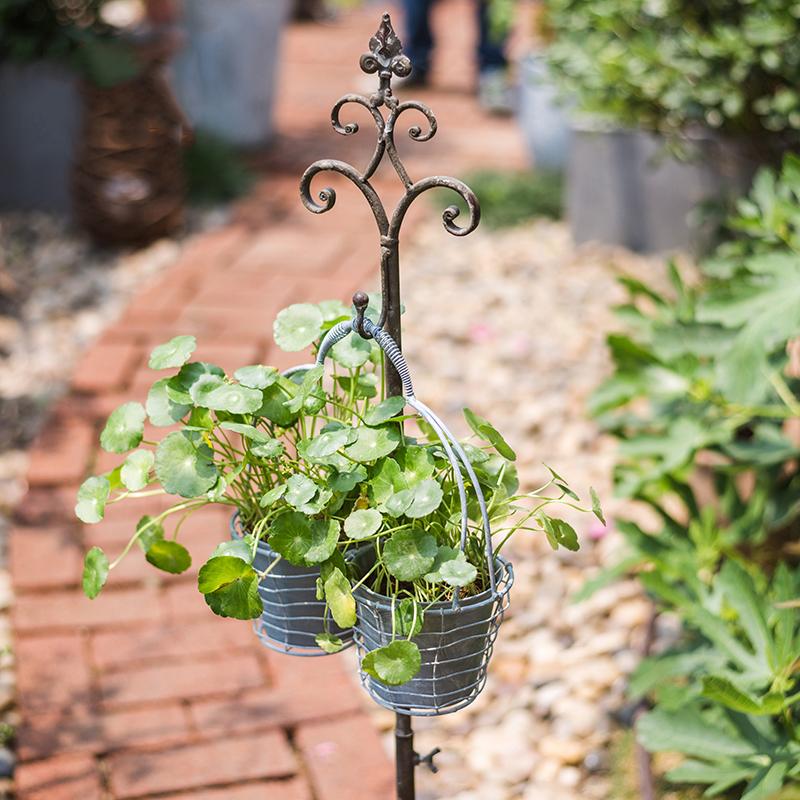 Adjustable-Height Metal Hanging Plant Stand with Hook