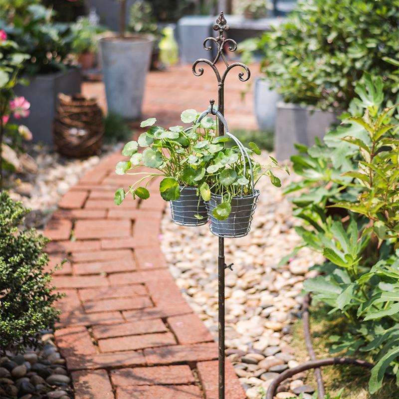 Adjustable-Height Metal Hanging Plant Stand with Hook