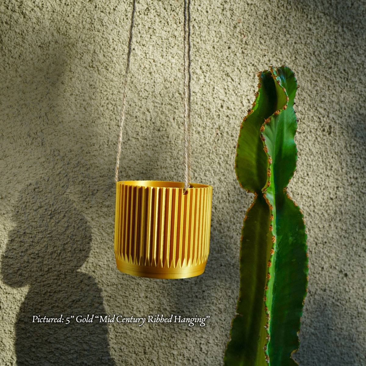Mid Century Ribbed Hanging Plant Pots