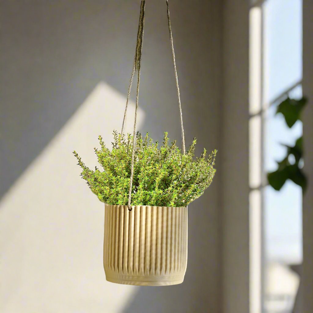 Mid Century Ribbed Hanging Plant Pots