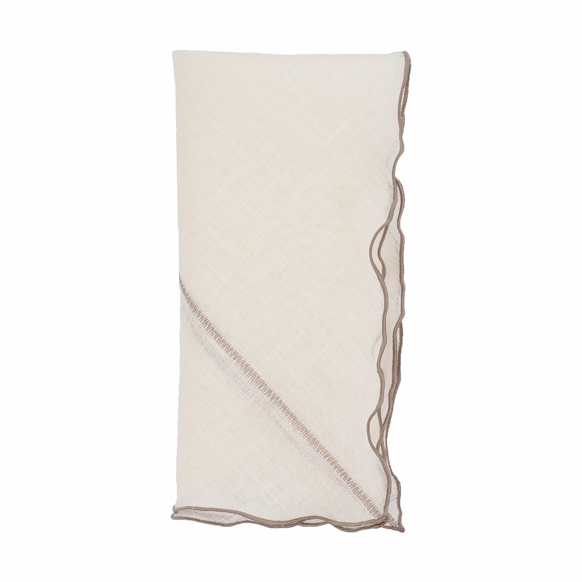 Milano Linen Napkins With Khaki Ruffled Edges Set of 4
