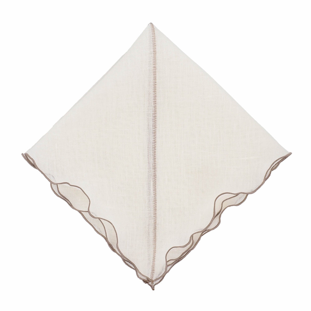 Milano Linen Napkins With Khaki Ruffled Edges Set of 4