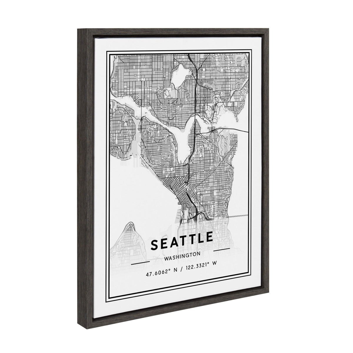 Sylvie Seattle Modern Map Framed Canvas by Jake Goossen