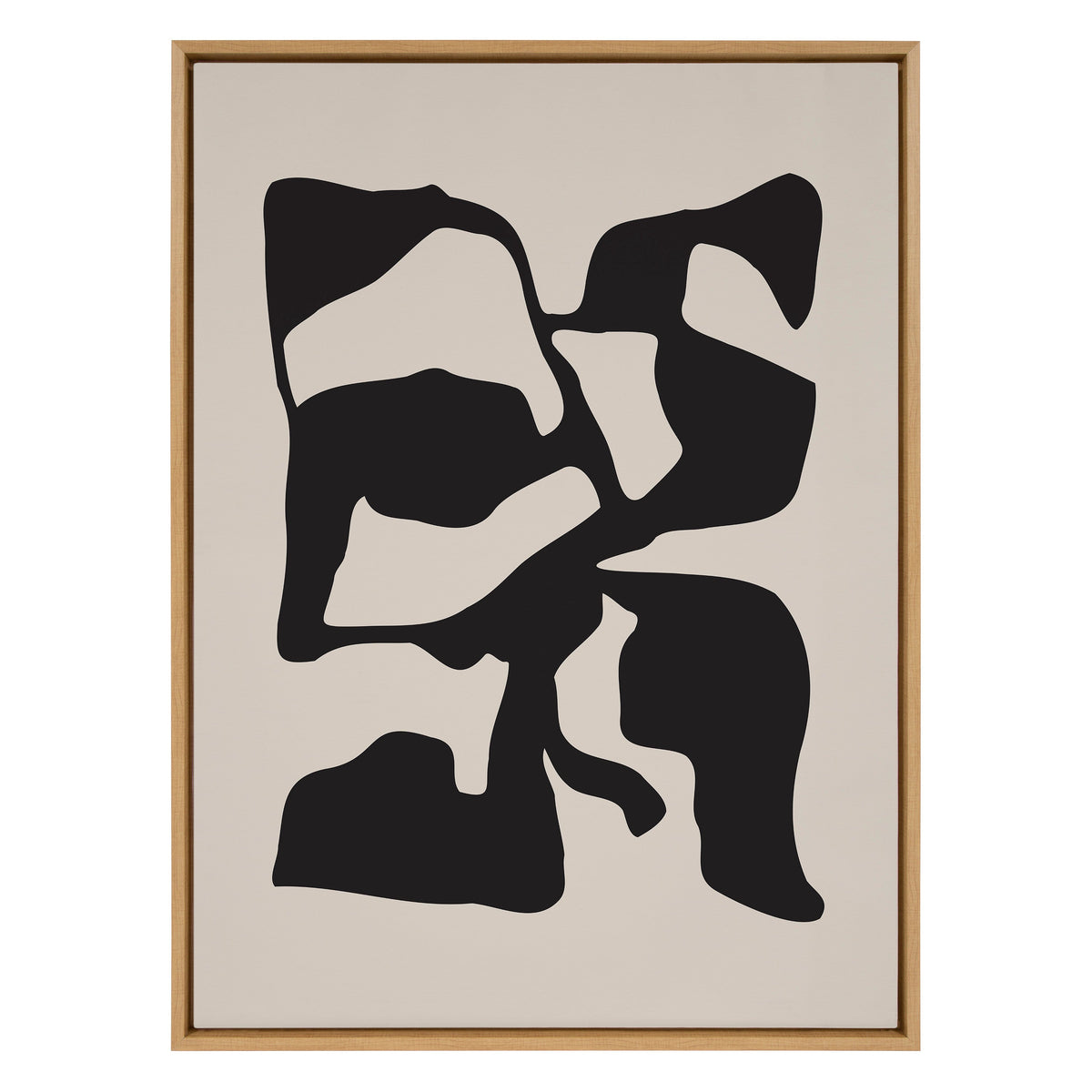Sylvie Distorted Shapes of Black and Tan Framed Canvas by The Creative Bunch Studio