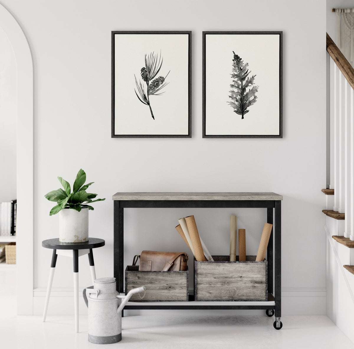 Sylvie Vintage Botanical 3 and 4 Framed Canvas Set of 2 by Teju Reval of SnazzyHues