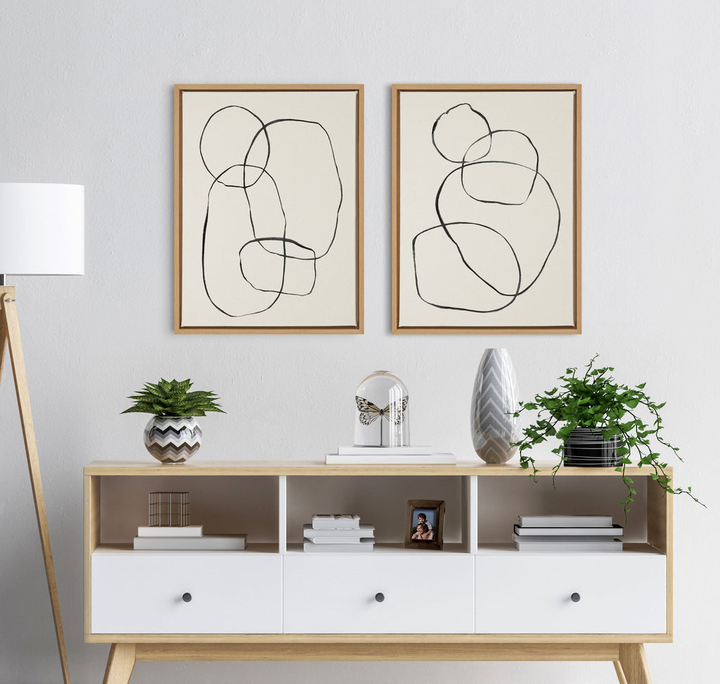 Sylvie Going in Circles Framed Textured Canvas Set of 2 by Teju Reval of SnazzyHues