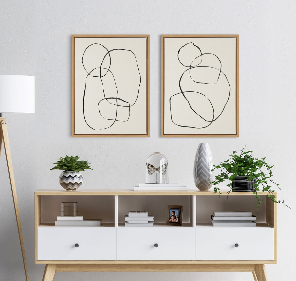 Sylvie Going in Circles Framed Textured Canvas Set of 2 by Teju Reval of SnazzyHues