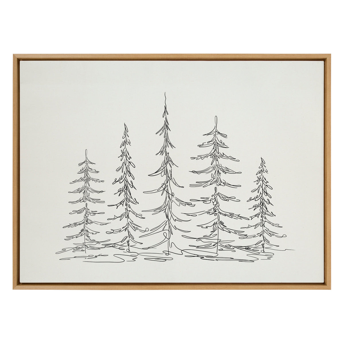 Sylvie Minimalist Evergreen Trees Sketch Framed Canvas by The Creative Bunch Studio