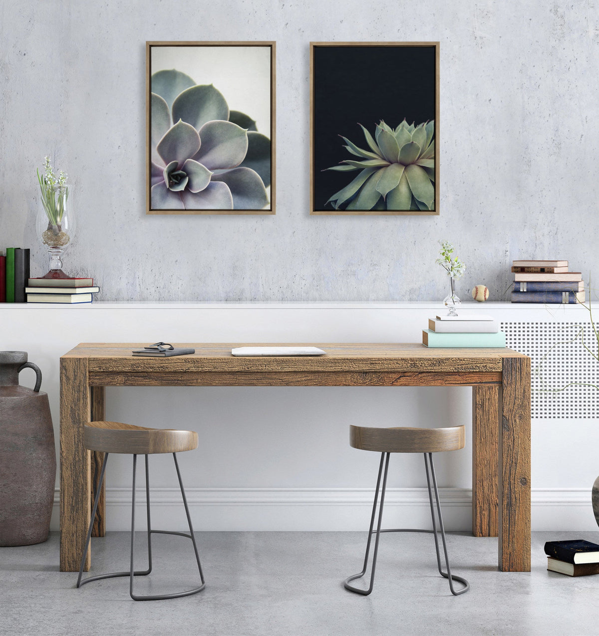 Sylvie Succulent 5 and Succulent 8 Framed Canvas Set of 2 by Emiko and Mark Franzen of F2Images