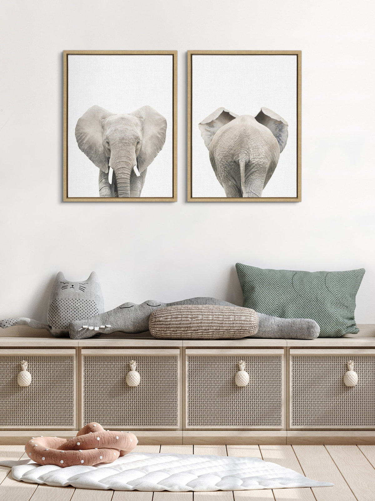Sylvie Elephant Front and Back Framed Canvas Set of 2 by Amy Peterson Art Studio