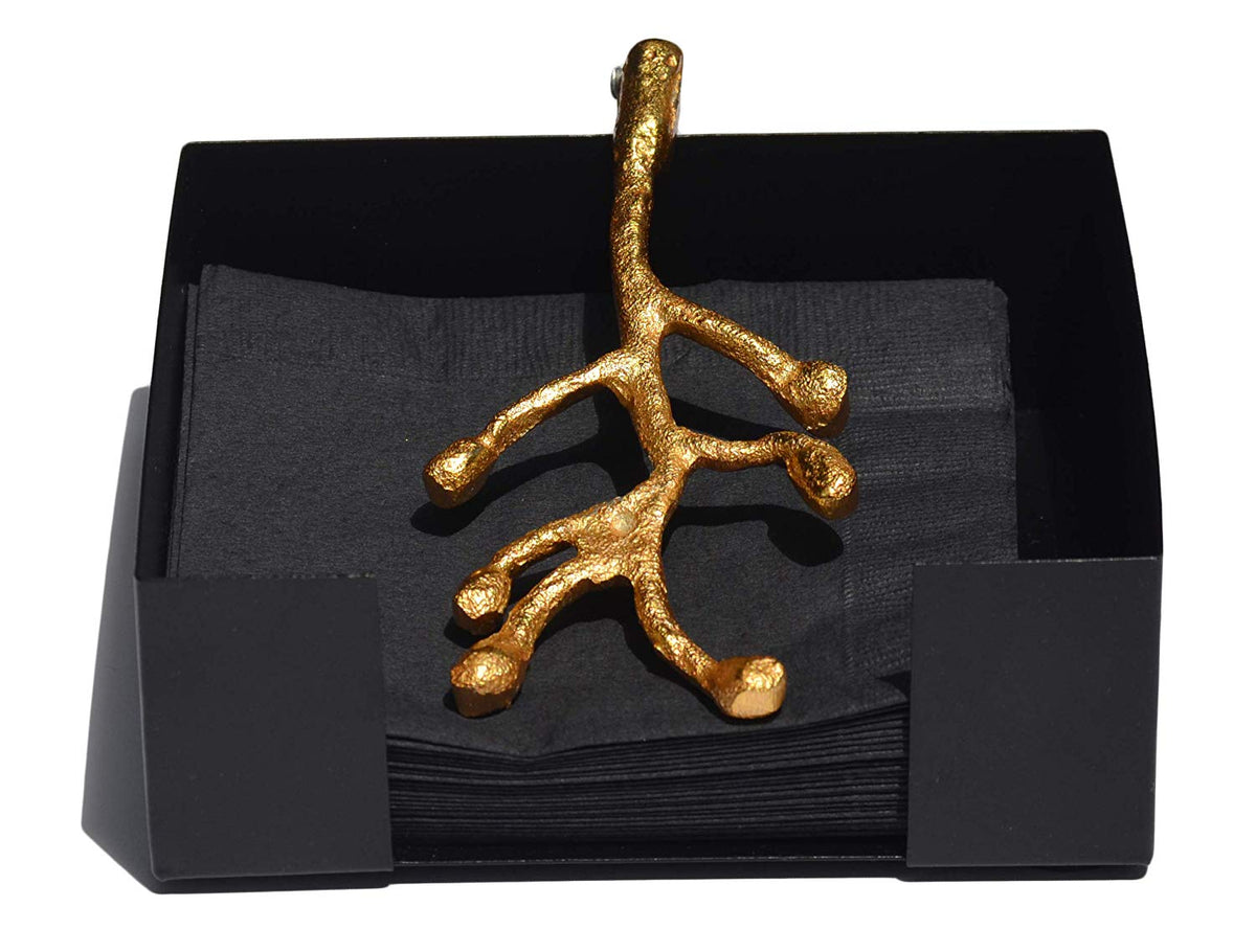 Vibhsa Napkin Holder Dining Decor (Gold Olive Bud)