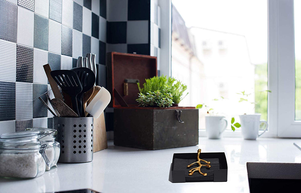 Vibhsa Napkin Holder Dining Decor (Gold Olive Bud)