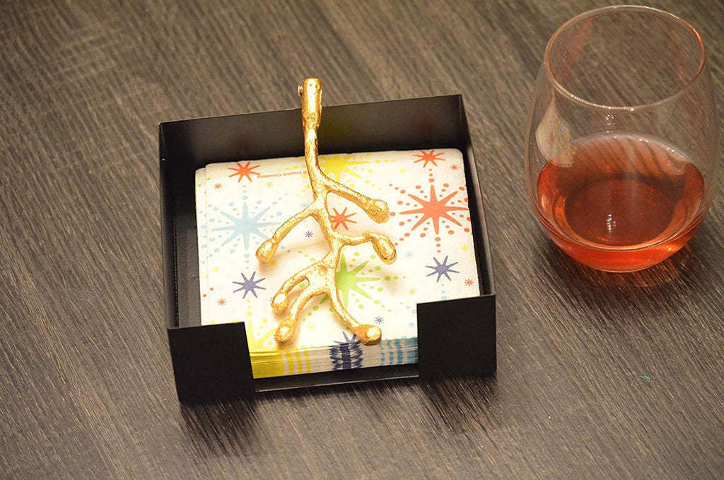 Vibhsa Napkin Holder Dining Decor (Gold Olive Bud)
