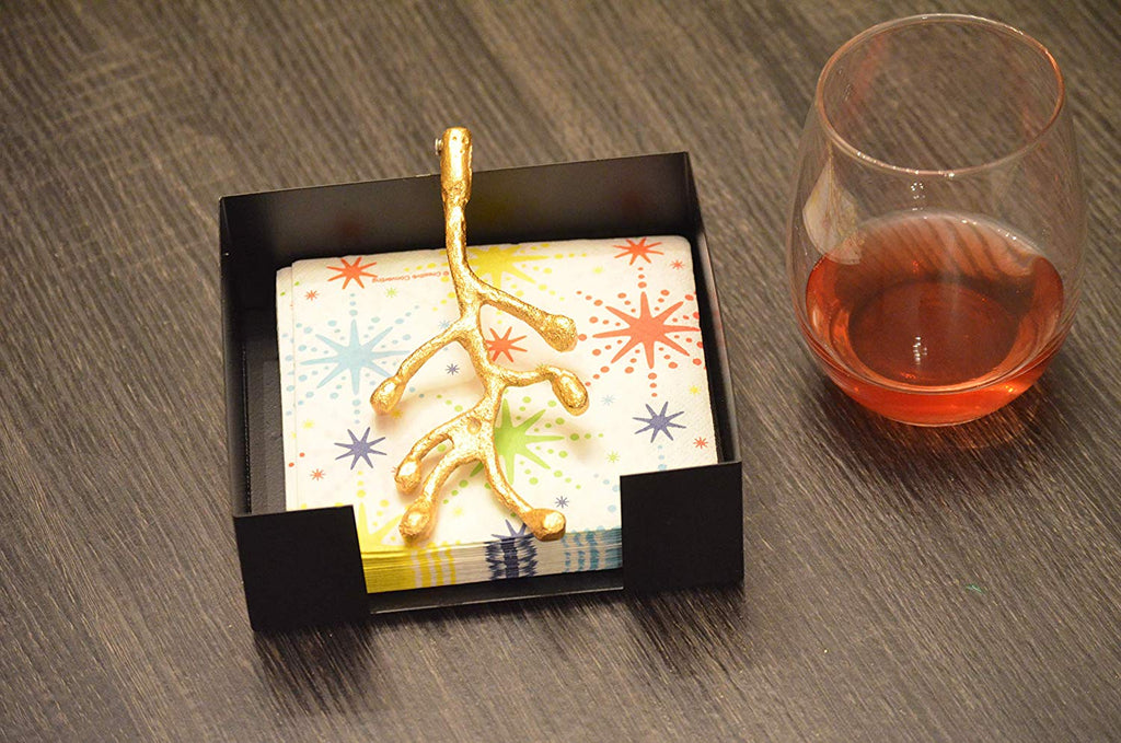 Vibhsa Napkin Holder Dining Decor (Gold Olive Bud)