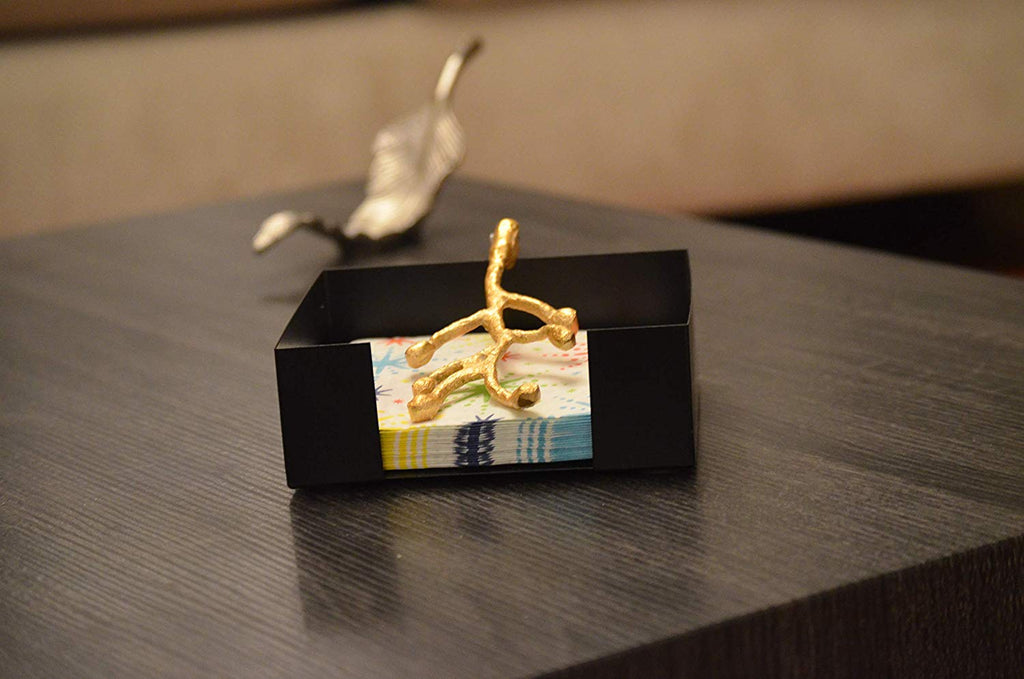 Vibhsa Napkin Holder Dining Decor (Gold Olive Bud)