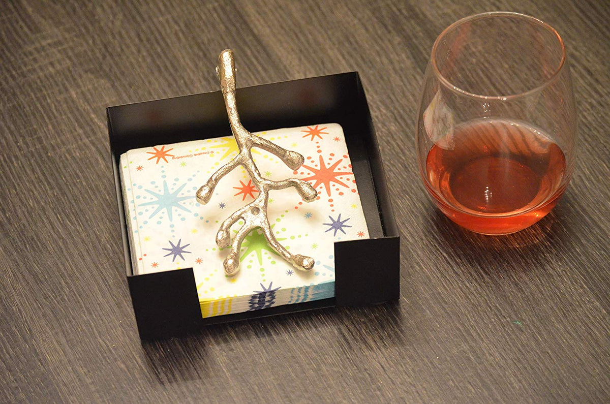 Vibhsa Napkin Holder Dinning Decor and Housewarming Gift (silver)