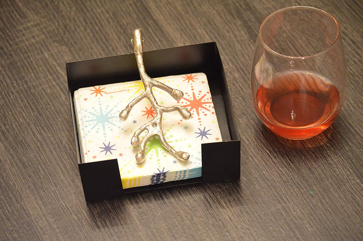 Vibhsa Napkin Holder Dinning Decor and Housewarming Gift (silver)